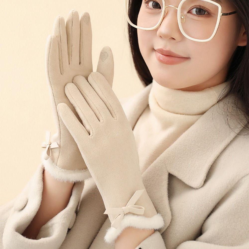 Thermal Lined Female Touchscreen Gloves Solid Color Women's Winter Thermal Gloves Warm Equipment