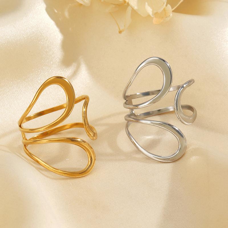 Unique Original Stainless Steel Gold Color Ring Colorfast Popular Party Personalized Exaggerated Charms Jewelry Wome