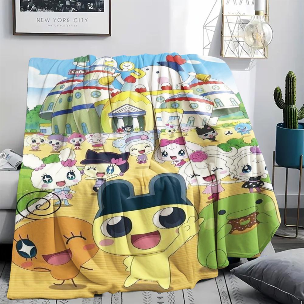 1PC Tamagotchi Print Flannel Blanket, High quality Comfortable for All Seasons, Home Decor, Warmth and Comfort, Perfect for Christmas Gifts189