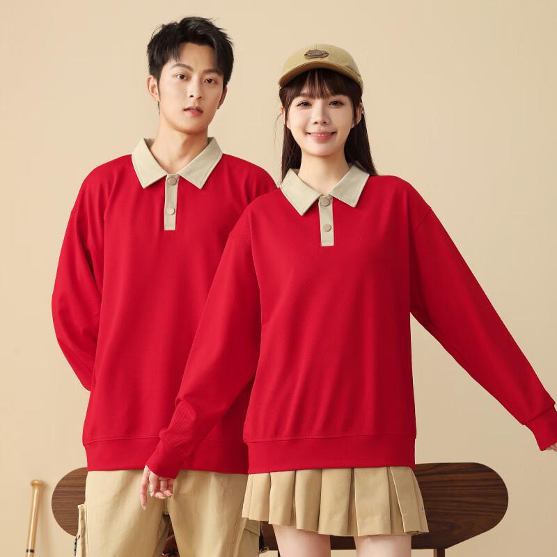 ROMON Unisex Casual Drop-Shoulder Turn-Down Collar Sweatshirt