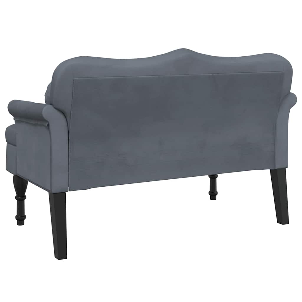 Bench with Cushions Dark Grey 120.5 x 65 x 75 cm Velvet