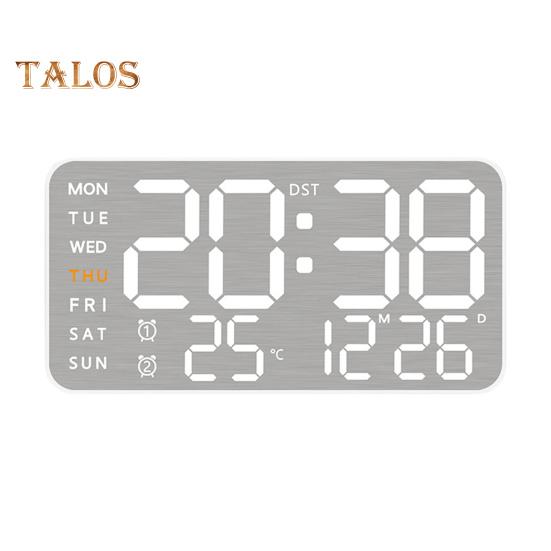 

Цифровые настенные часы с дистанционным управлением, большим дисплеем, многофункциональные 12/24-часовые светодиодные цифровые часы-будильник с температурой B белый