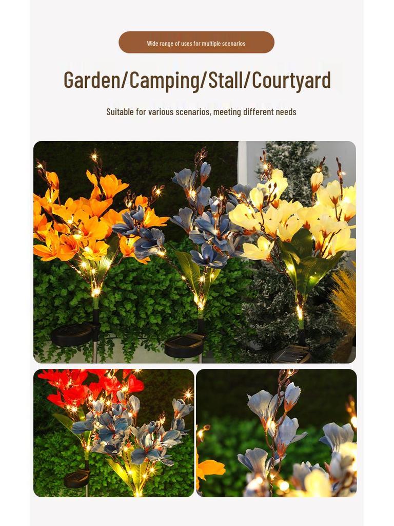 Solar Magnolia Landscape Lights: Outdoor Waterproof Decorative Lights for Courtyard, Lawn, and Holiday Atmosphere.