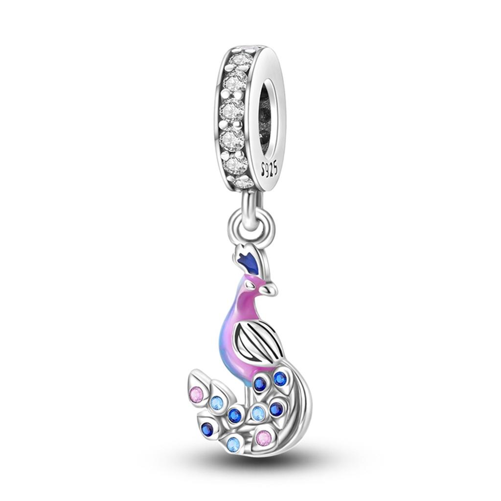 Copper Colorful Parrot Bird Original Pendants Bracelet Charms Jewelry Party Beads Diy Trendy Gifts