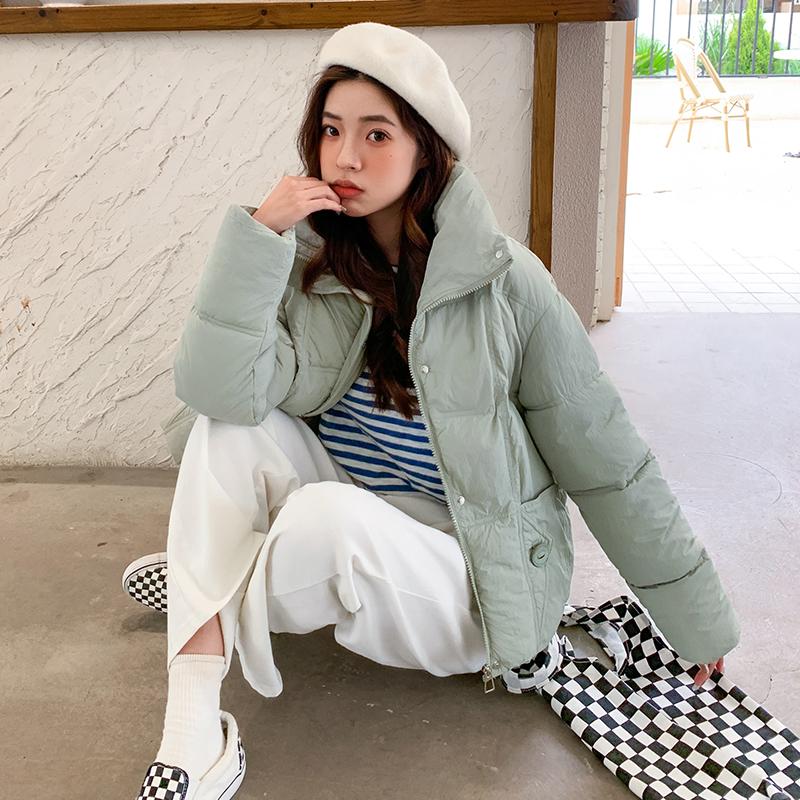 Kvinnor Höst Vinter Soild Färg Tjocka Ytterkläder Bomull Vadderad Hooded Warm Jacket Coat