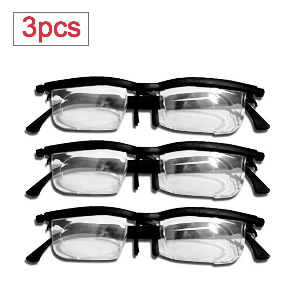 Dial Adjustable Glasses Variable Focus for Computer Reading Distance Vision Eyeglass Unisex Variable Focus Black Frame Glasses