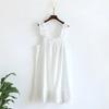 Ladies Summertime Cotton Yarn Pure Cotton Thin Suspender Nightdress Loose Mid-length Sweet and Lovely Long-cut Home Dress Camisola Sexy