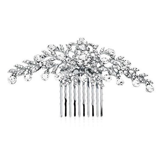 Elegant Rhinestone Inlaid Women Hairpin Wedding Banquet Bridal Comb Headdress белый