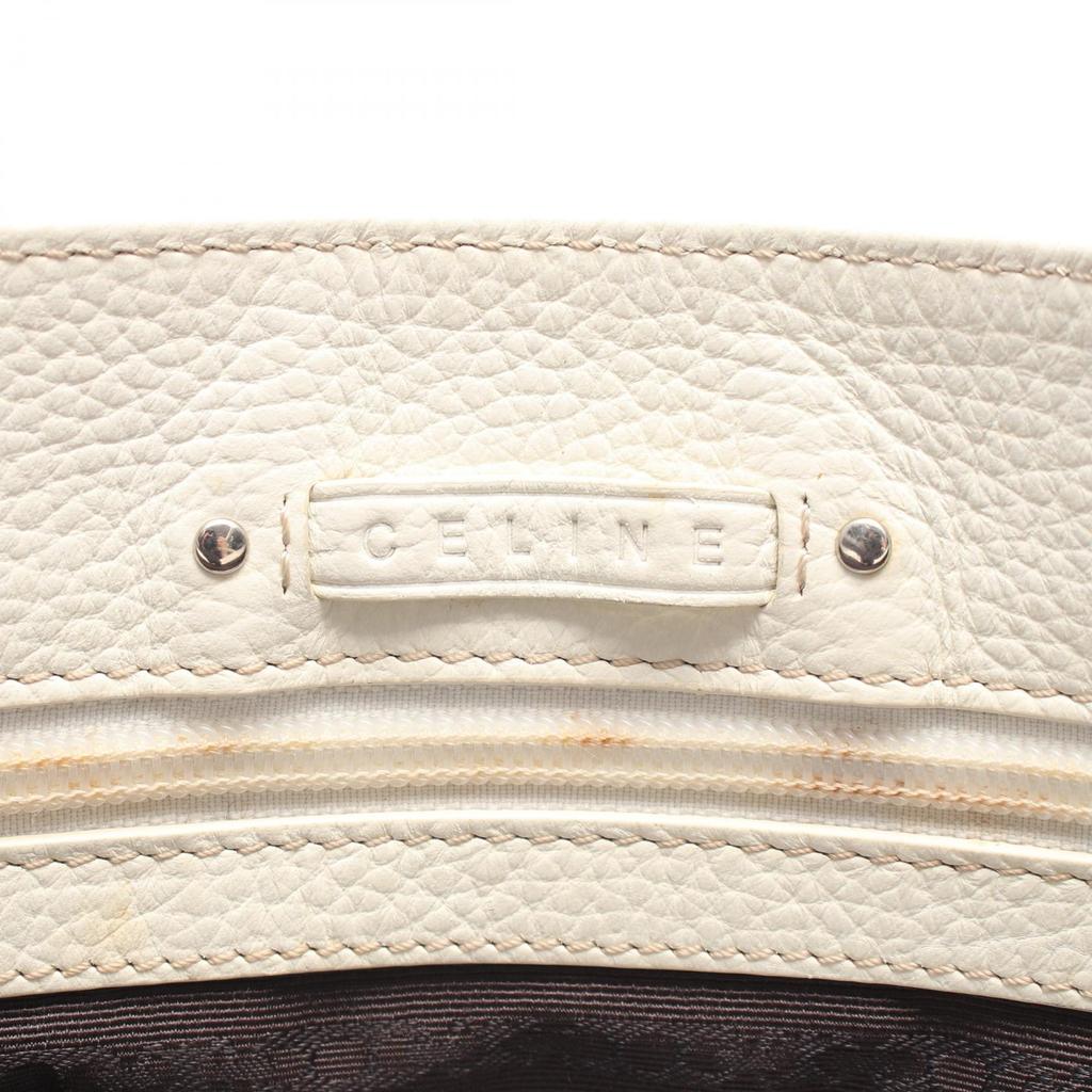 Used CELINE Paris Macadam Tote Bag denim leather Blue White Used Women