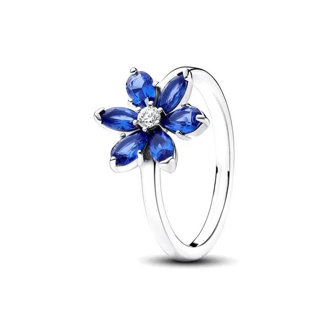Original 925 Silver Women Finger Rings for Women Silver Colorful Heart Zirconia Stone Daisies Stars Trinkets
