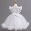 New Kids Net Lace Princess Dress with Frills, Large Size Girls' Birthday Outfit