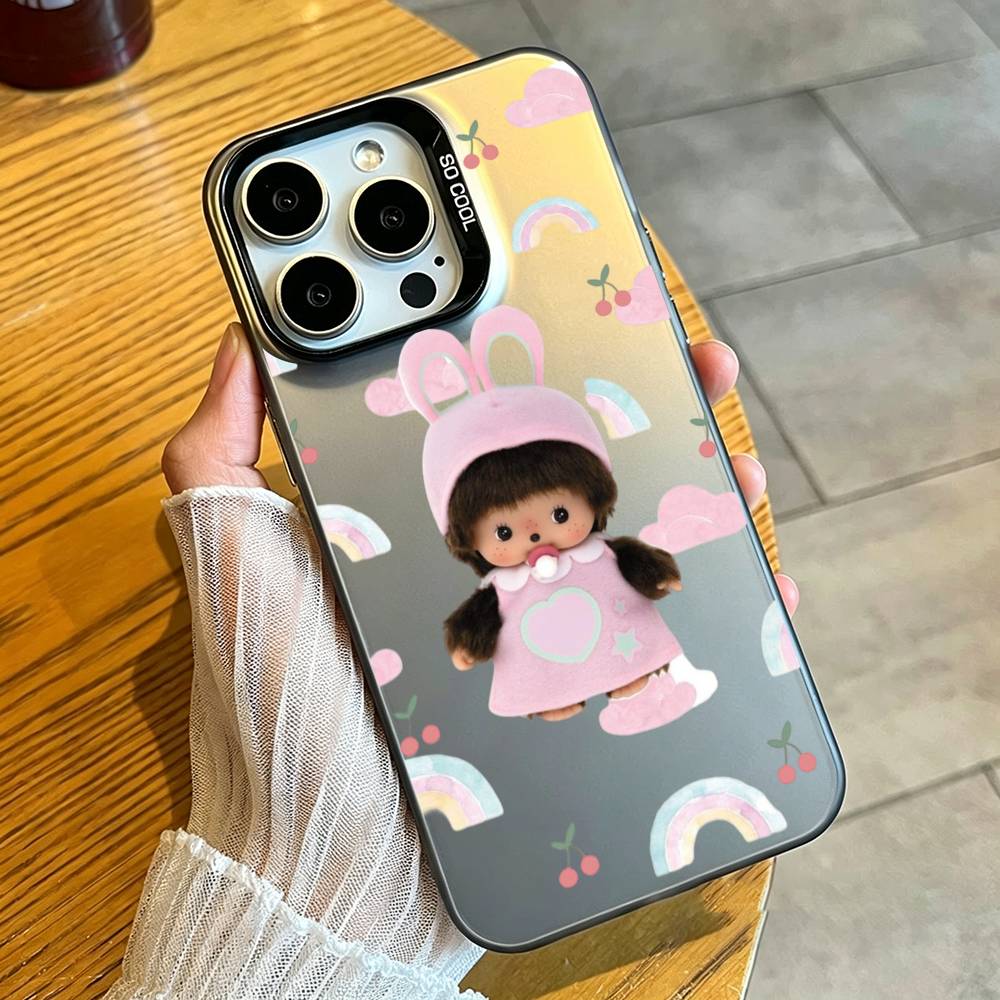 Cute M-monchhichis Phone Case For iPhone 17,16,15,14,13,12,11 Plus,Pro Max,XS,Colorful Silver White Cover