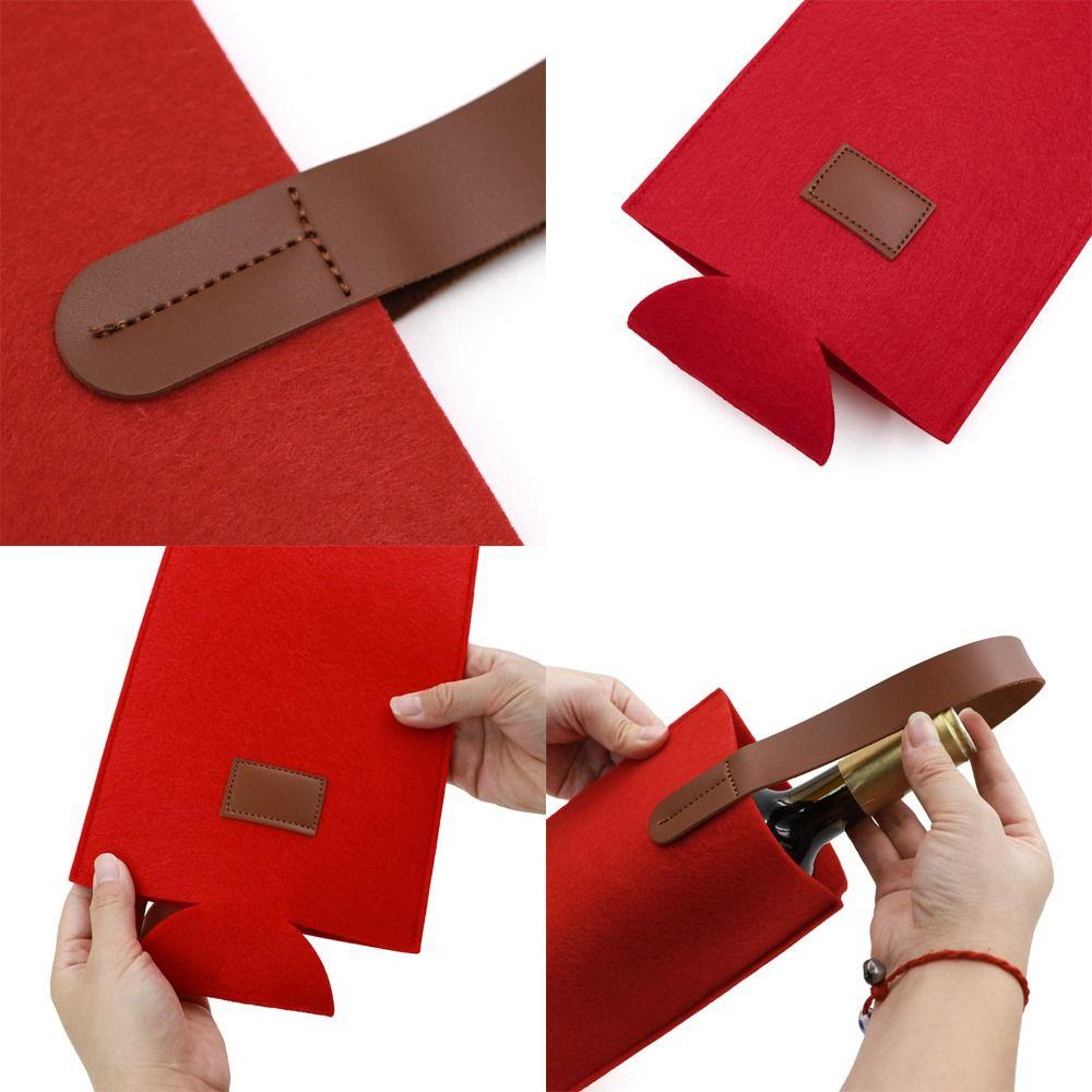 Solid Color Wine Bag Single Double Wine Carrier Bag Simple Felt Bag