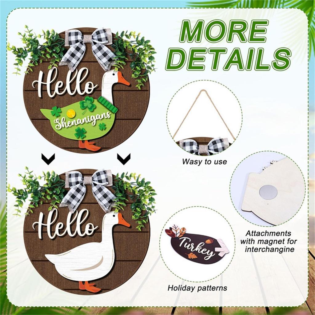 13 Replaceable Wooden Creative Doorplates Welcome Signs Door Hanging Decoration