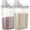 2 Pcs 5.5 LB Rice Storage Container, Airtight Cereal Flour Dispenser with Pouring Spout & Measuring Cup, Kitchen Plastic Clear Dry Food Storage Bin