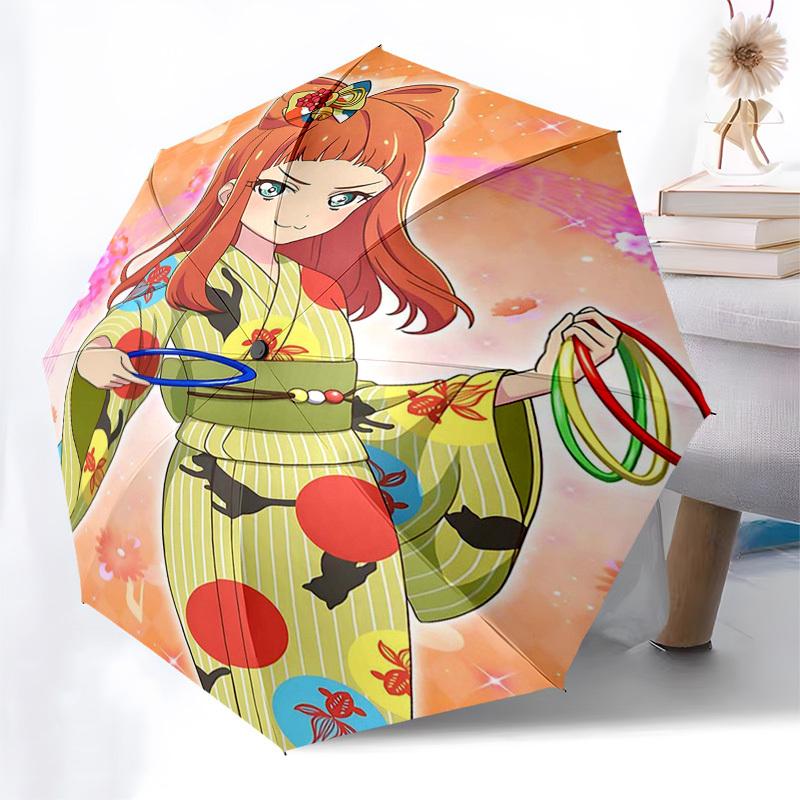 1pc Kagamine Len Inspired Outdoor Umbrella - Automatic Opening/Closing, Portable 3-Fold Design with 8-Rib Iron Frame - Perfect Gift for Fans, Traveler