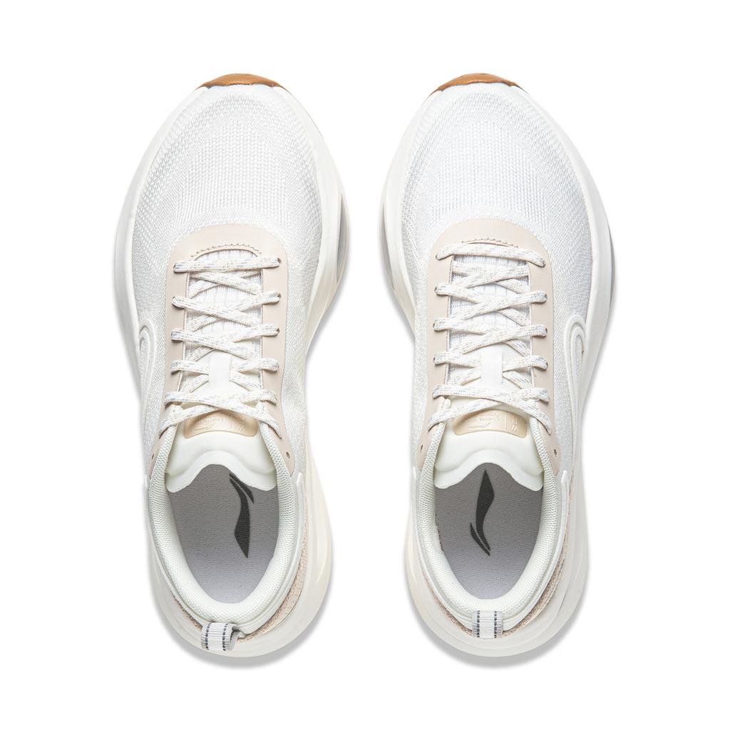 New LiNing Cushioning Anti Slip And Wear Resistant Lightweight Rebound Low Top Casual Running Shoes Women's White Gray ARHU006-3