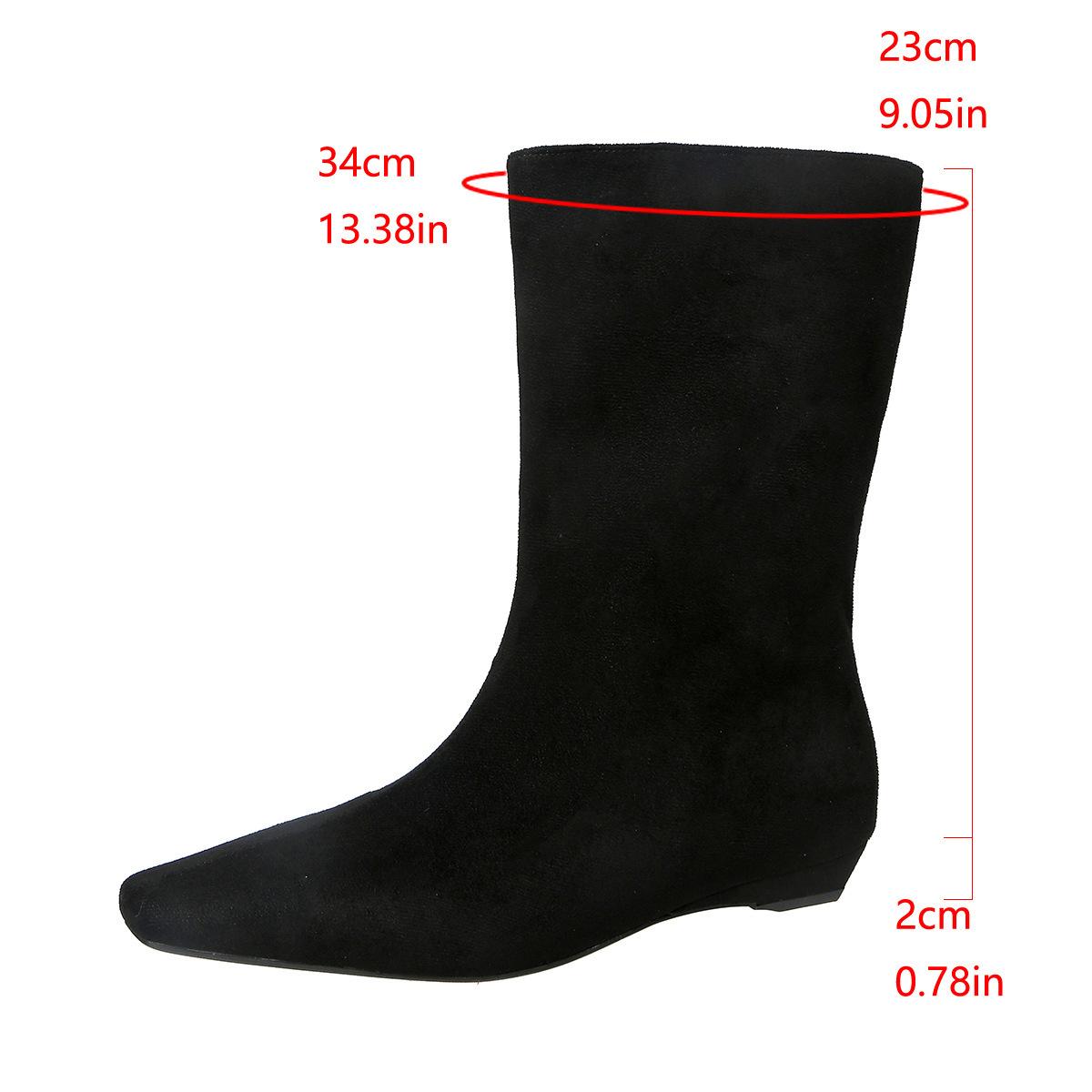 

French Small Square Head Suede Skinny Sleeve Short Boots Women s 2025 Autumn and Winter New Versatile Low Heel Large Size Boots Foreign Trade 42 чёрный
