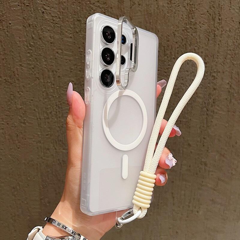 Custodia per Telefono con Cinturino da Polso Magnetico per Samsung Galaxy Samsung Galaxy S24 S25 FE S24 Plus S26 Ultra A16 A17 A56 Copertura Staffa Obiettivo