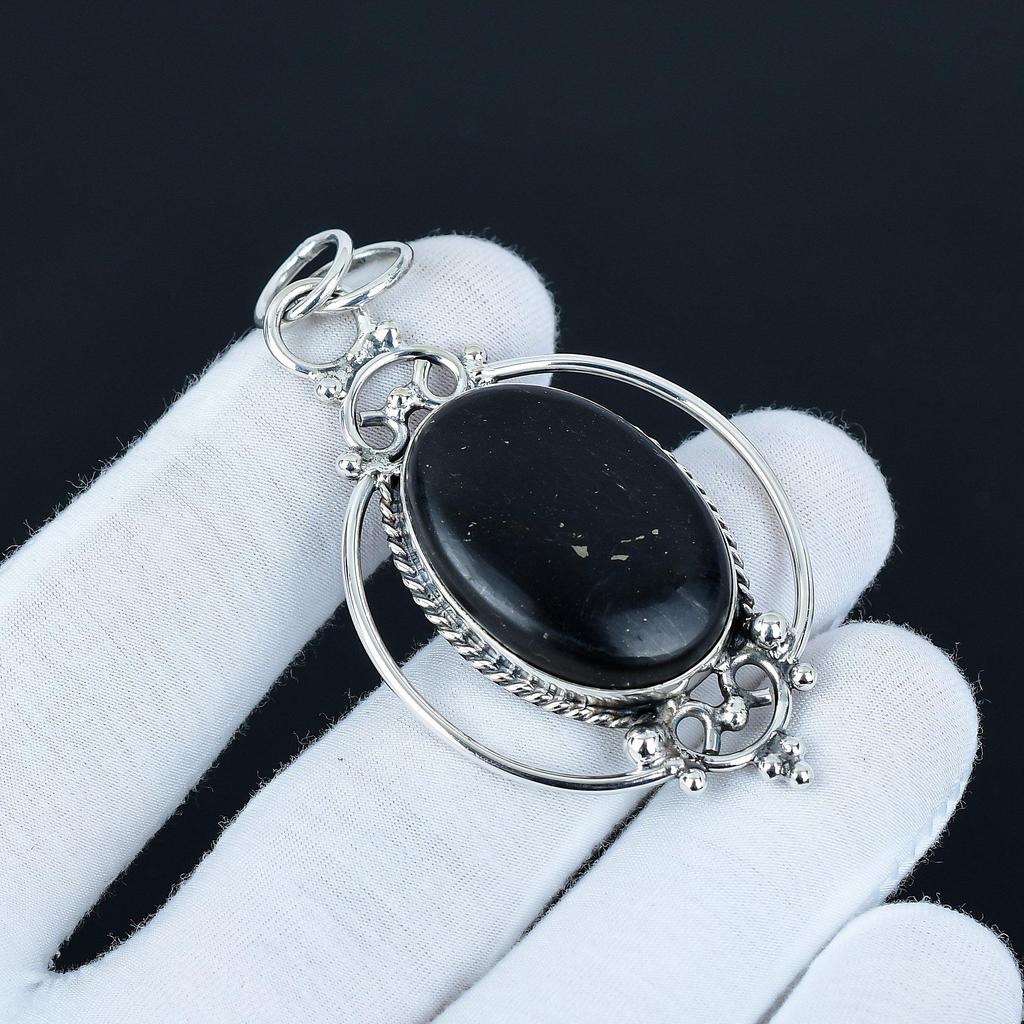 Natural Black Obsidian Gemstone Pendant 925 Sterling Silver Jewelry, Antique Pendant, Boho Jewelry, Daily Wear Jewelry, Mother's Day Gifts