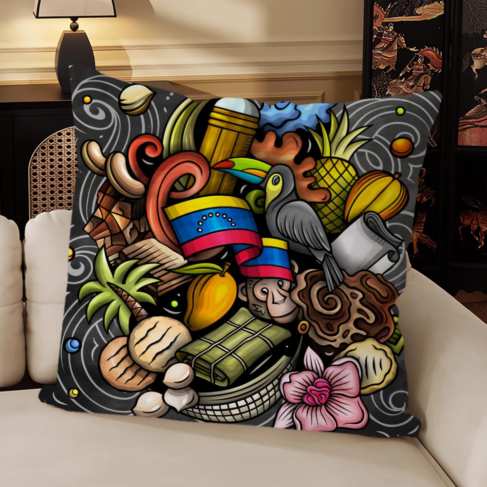Aesthetic Art Venezuela Print Sofa Living Room Bedroom Headboard Backrest Cushion Square Cushion Nap Time Pillow Case