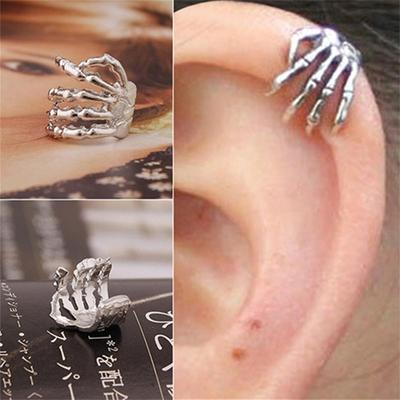 1 Stück Unisex Punk Skelett Hand Klaue Form Ohr Clip Manschette Nicht durchbohrt Ohrring