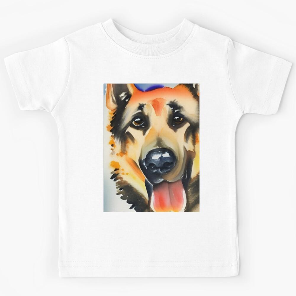 German Shepherd Dog Watercolour Art Kids T-Shirt 120