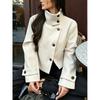 Damen Vintage Stehkragen Jacke Freizeit Unifarben Oberbekleidung Herbst Winter Kleine Frauen