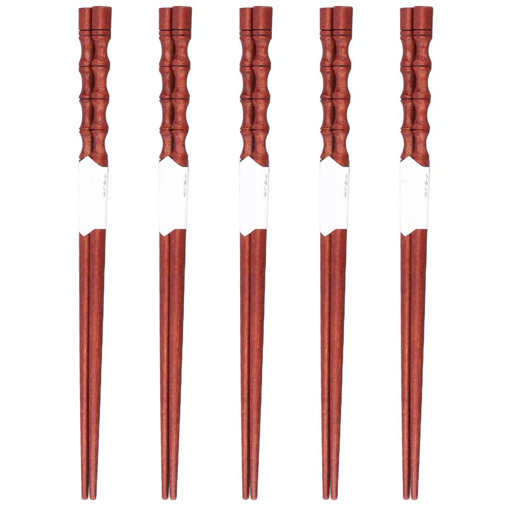 5 Parów Wielorazowych Pałeczek Antypoślizgowa Konstrukcja Naturalne Mahogany Lekkie Wygodne Zmywalne Pałeczki na Przyjęcia Wesela