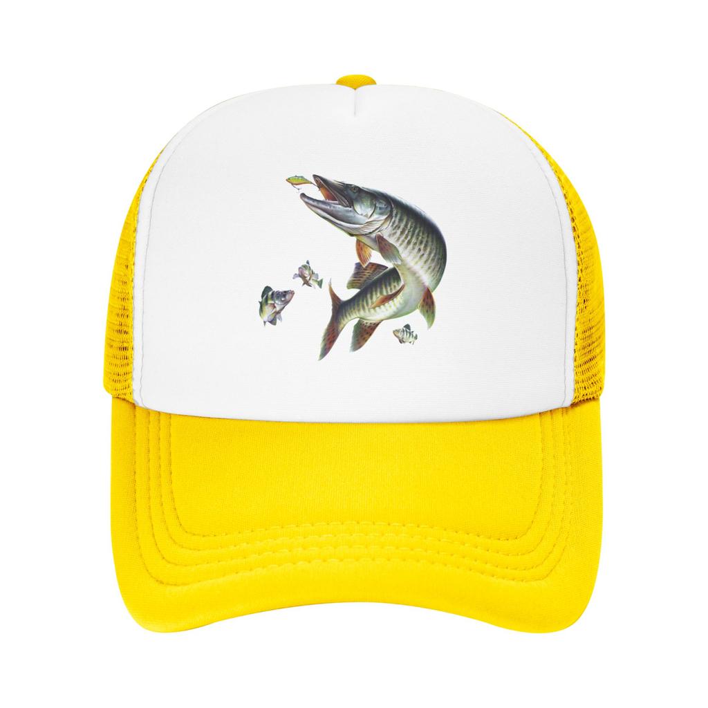 Fashion Muskie Fishing Mesh baseball cap Shapes The Face Brand Unisex Caps