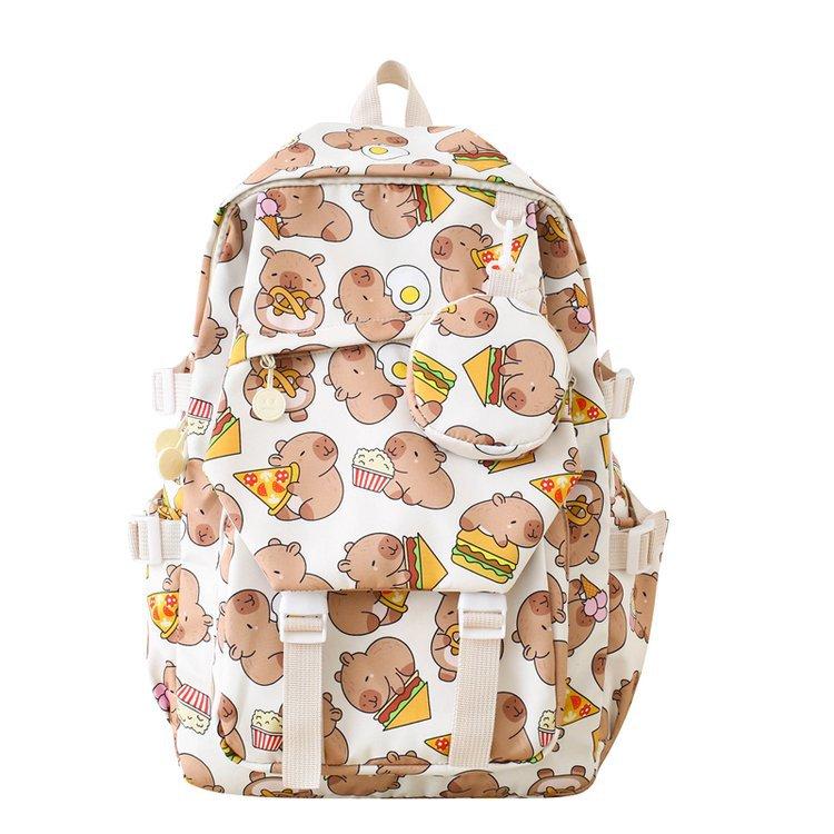 Schoolbag Kapibara Capybara School Bag Large Capacity Junior High School Elementary School Students Cute Backpack Versatile Cartoon Backpack Tide