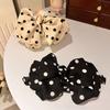 Polka Dot Bubble Hairpin Retro Fashionable Satin Spring Clip Korean Simple Low Ponytail Hairpin Temperament Hairpin