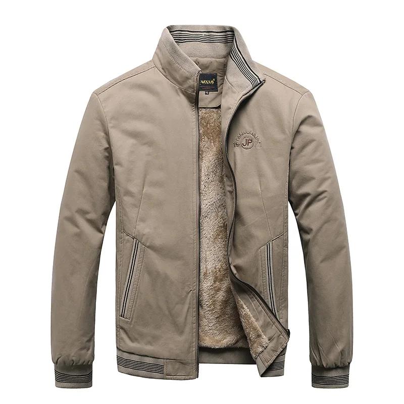 Fashion Aviator Jacket Baseball Jacket Autumn And Winter New coats Fleece Thickened jackets Warm Solid Color Zipper Top Men's