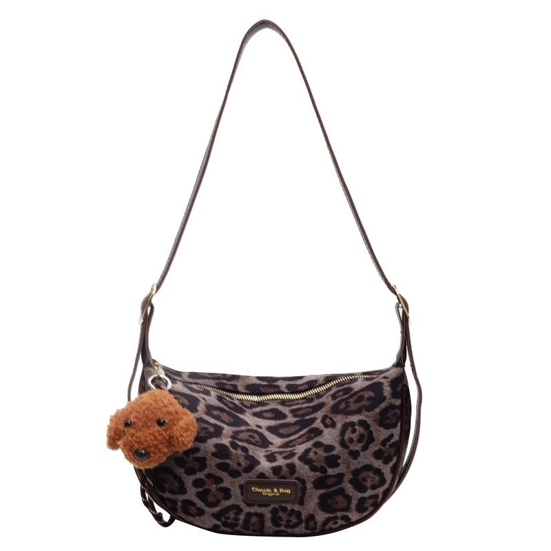 Fashion Leopard Print Dumpling Bag Women's New Trend Versatile Shoulder Bag High Sense Commuter Messenger Bag