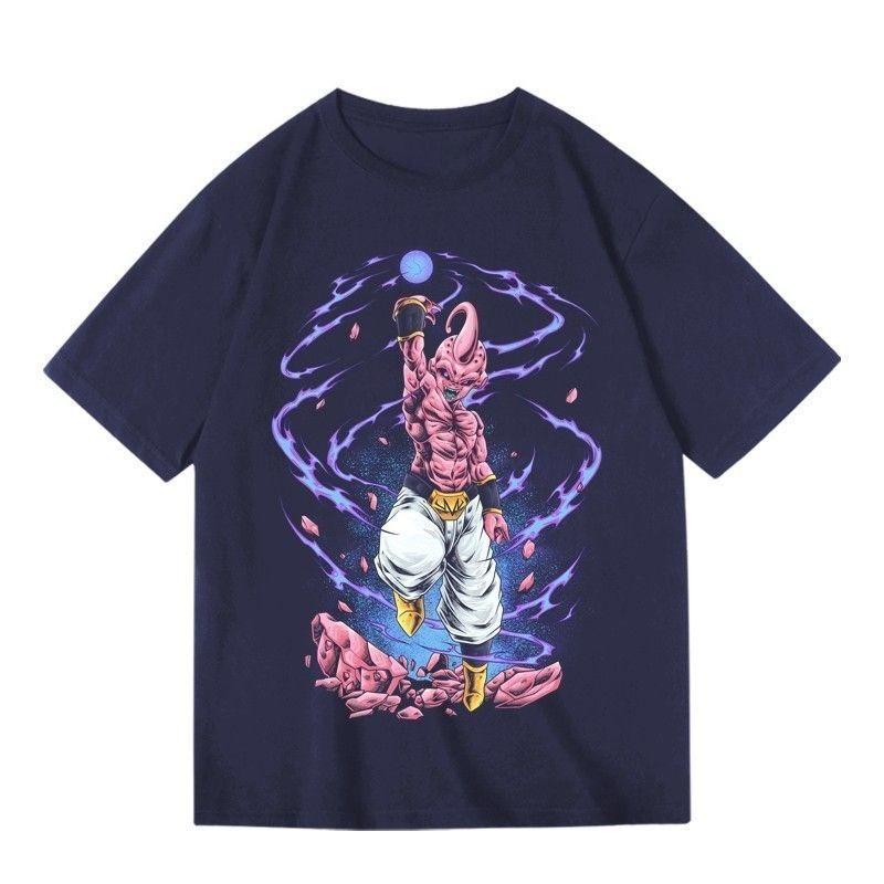 Dragon Ball Villain Buu Anime 2D Cartoon Peripheral Printed Shortsleeved Summer Pure Cotton Tshirt for Both Unisex and Women
