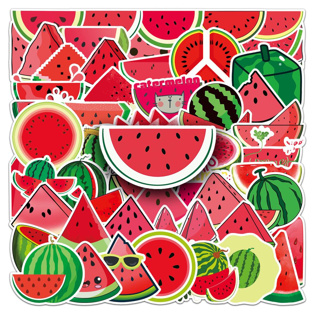 50 Watermelon Graffiti Stickers Personalized Cartoon Fruit Children's DIY Mobile Phone Case Water Cup Suitcase Stickers Waterproof