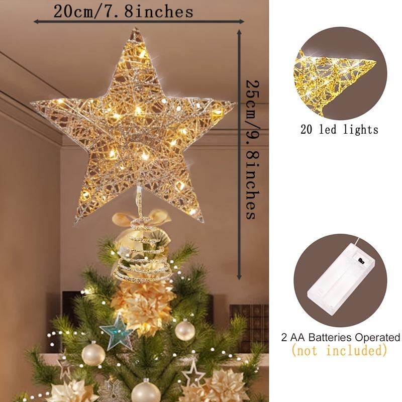 high quality1 Pc Star Christmas Tree Toppers Lighted, Glitter Star Tree Topper Lighted With LED Lights For Xmas Tree Decorations, Holiday Party