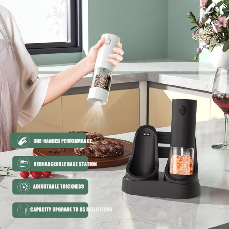 Customizable Electric Pepper and Salt Grinder Rechargeable Cordless Adjustable Setting For Spices Grinding Device Set