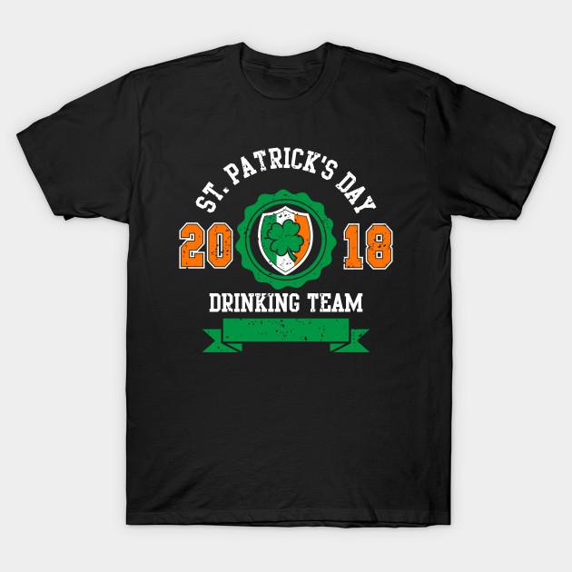 Men Black Print T-shirt Funny St. Patrick S Day Drinking Team 2018 Vintage T-Shirt No-Cut Transfer Paper Print Cotton Tshirt S чёрный