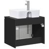 Bathroom Furniture Set Black Engineered Wood