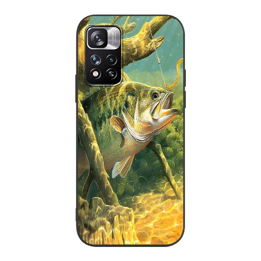 Trout Fish Fishing Case for Xiaomi Redmi 10A 10C 9C 12C 9A 9i 10 12 9 Prime 9T K40 Pro Black Soft TPU Mobile Phone Bag Cover