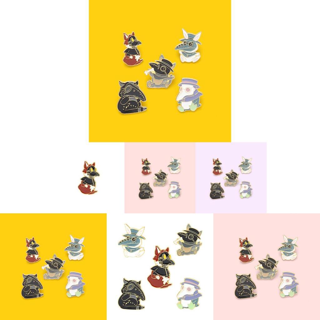 Unique Animal Shaped Cartoon Doctor Bird Beak Mask Enamel Alloy Brooch Pin For Stylish Accessories