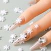 White Snowflake Resin Nail Art Decorations - 3D Hexagonal Winter DIY Accessories
