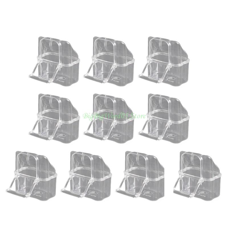 24TE 10Pcs/Set Transparent Bird Feeding Box Dispenser Parrots Feeder with Stable Construction Antisplash Design