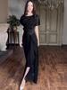European & American 2025 Spring Elegant Luxurious Short Sleeve Waist-cinching Long Dress