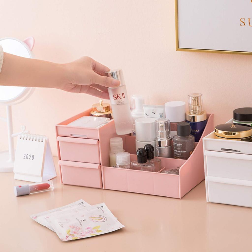 Organizzatore per Trucco per Toeletta Bagno Scrivania Scatola Portaoggetti per Cosmetici con Cassetti per Rossetto, Pennelli, Lozioni, Ombretti