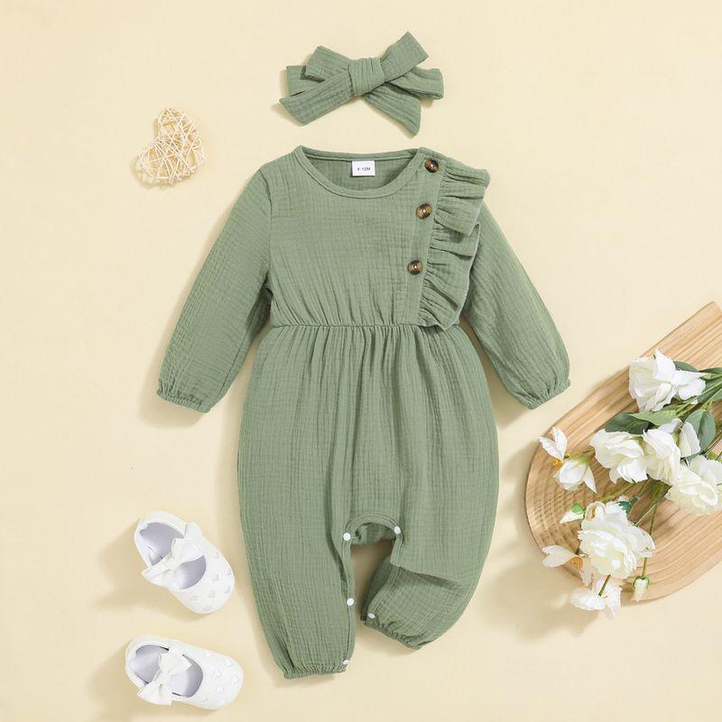 

Kikobaby Newborn Clothes for Babies Jumpsuit Print Gauze Cotton Long Sleeves Jumpsuit Baby Girl Four Seasons Green 6-9m 66cm
