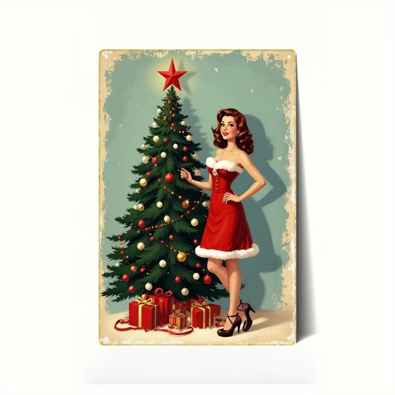 Lamiere Pin-Up Girl, Decorazione Metallica per Officina Garage 20x30cm