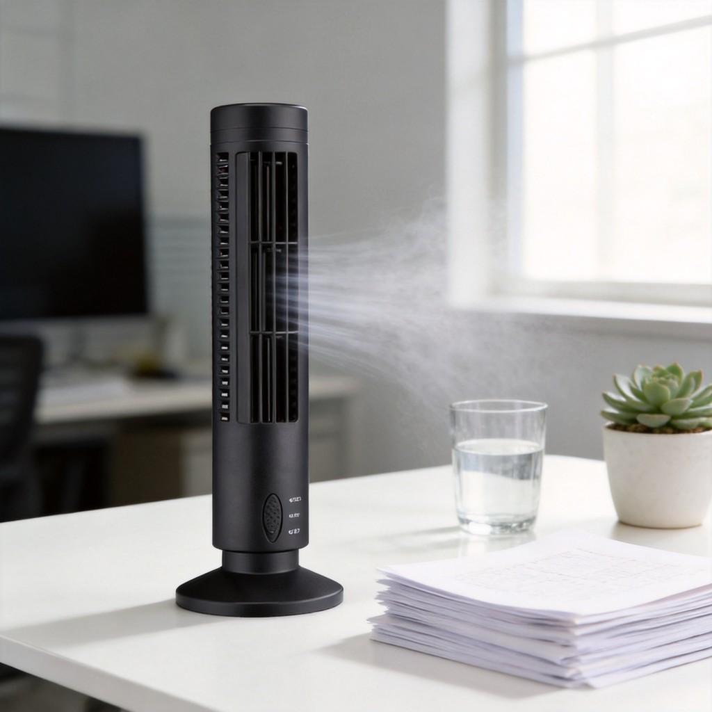 Mini-Turmventilator mit augenschonendem LED-Licht und Stromversorgung für Studenten