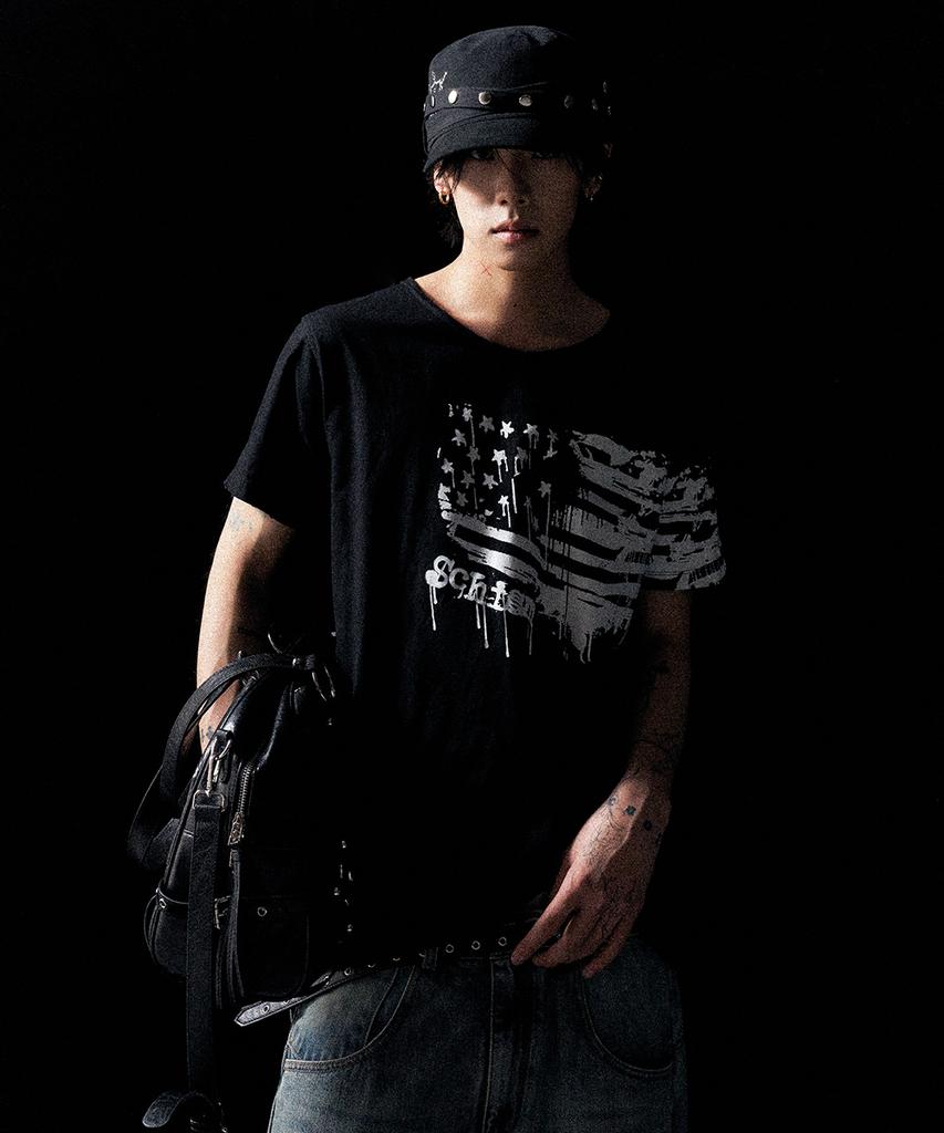 SCHISM INDUCING Graffiti Cropped T Shirt Black